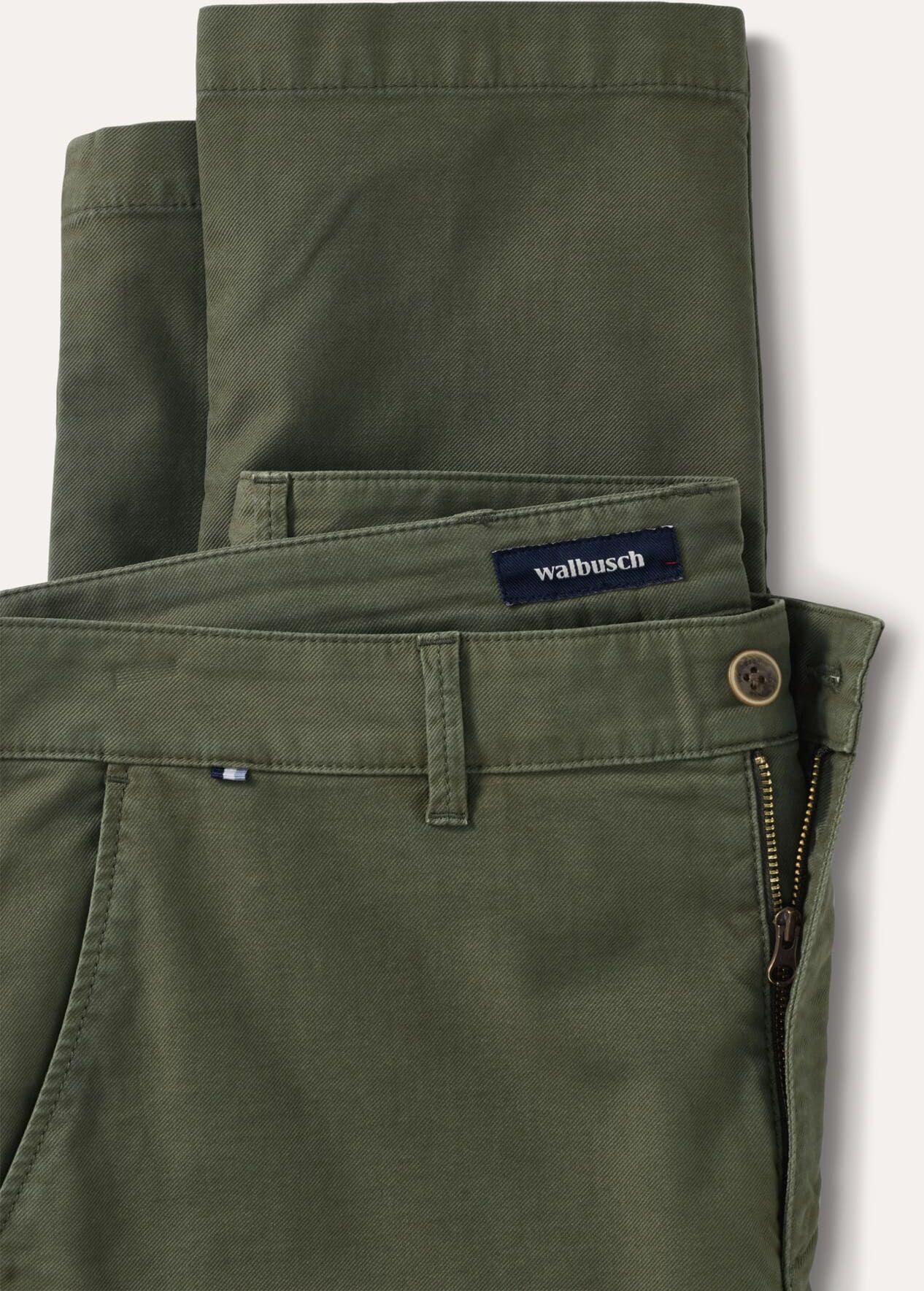 Walbusch 100 Komplimente Chino, Modern Fit#normale Größen#schlanke Größen#untersetzte Größen, Farbe Grün, 62, garment dyed-Färbung 3 verschließbare Taschen Herren