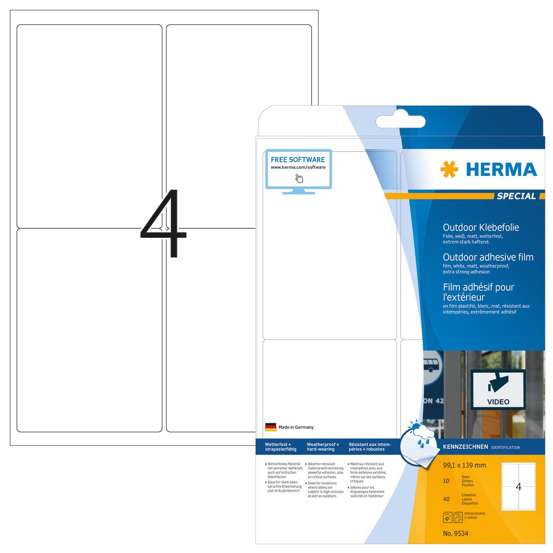 HERMA Folien-Kraftklebe-Etiketten 99,1 x 139,0 mm 9534
