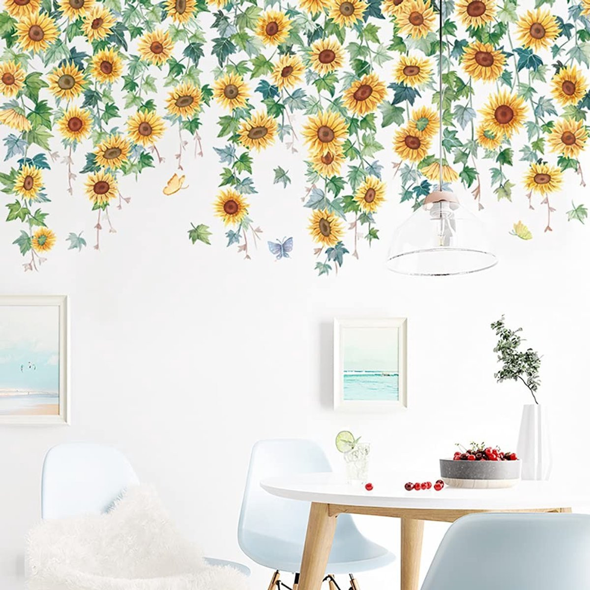 Dailygoods Muursticker Zonnebloem - Verwijderbaar en Zelfklevend Vinyl Wanddecoratie