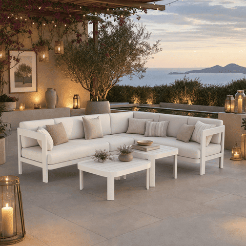 Ariel Cream 8 Seater Outdoor Corner Sofa Set