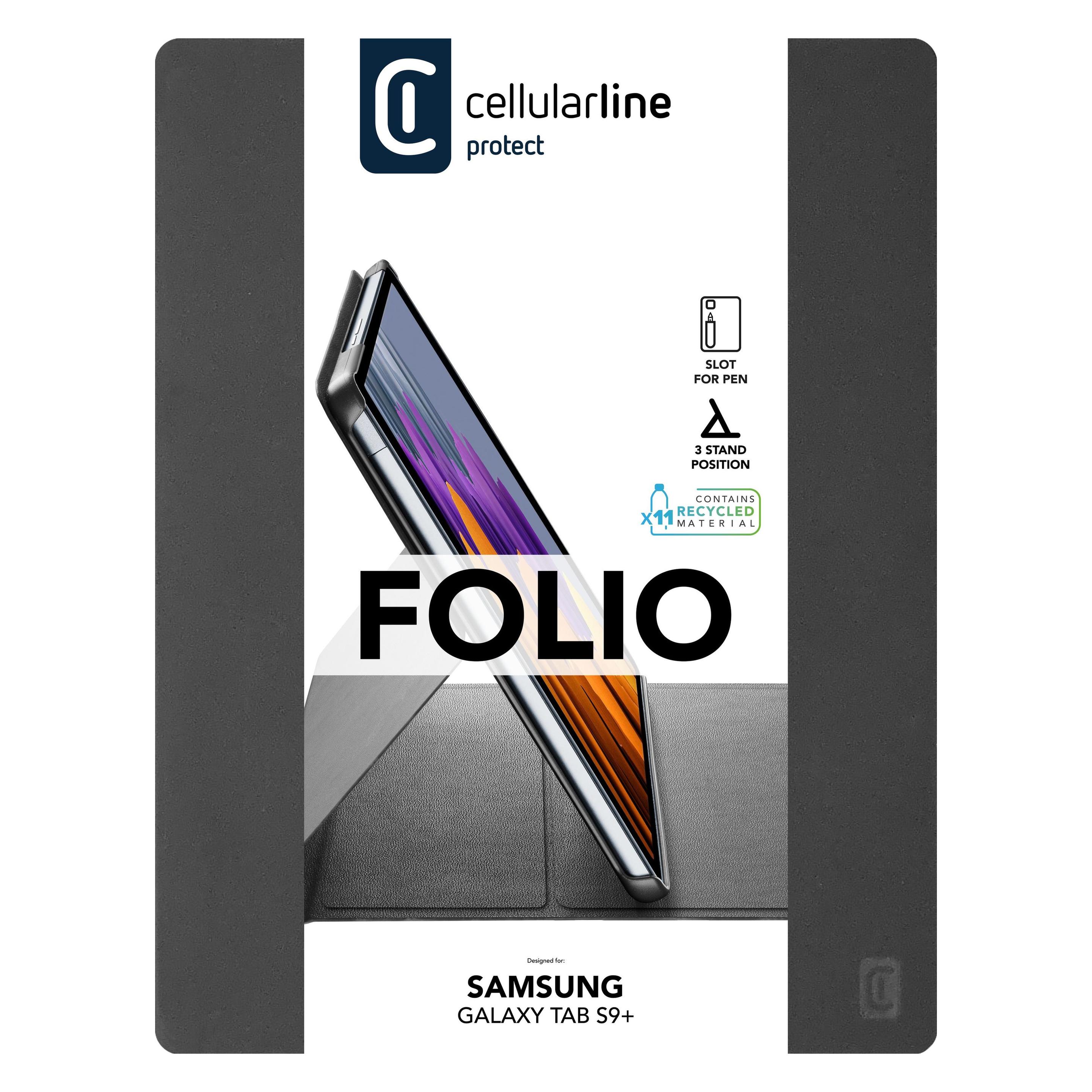 Cellularline Cellular Line Tablet-Hülle für Samsung Folio (Samsung Galaxy Tab S9+) (FOLIOGTABS9PL124K)
