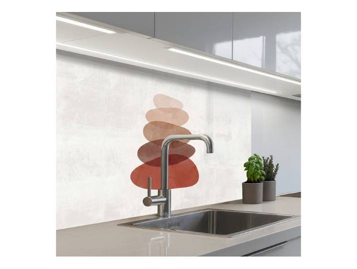 KitchenYeah Küchenrückwand selbstklebend (keine Folie) Abstraktion – Überlagerung – Ausgewogenhei, (1-tlg), Spritzschutz, Küche, Rückwand, Küchenwand, Abwaschbar, 200x80 cm