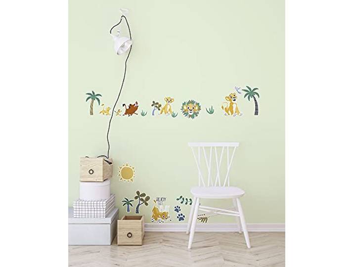 Disney Wandtattoo von Komar - Lion King Palmtrees - 50 x 70 cm (Breite x Höhe) - 34 Teile - Pumbaa, Timon, Simba, Lion King, König der Löwen, Deco-Sticker, Wandaufkleber, Kinderzimmer - 14102h