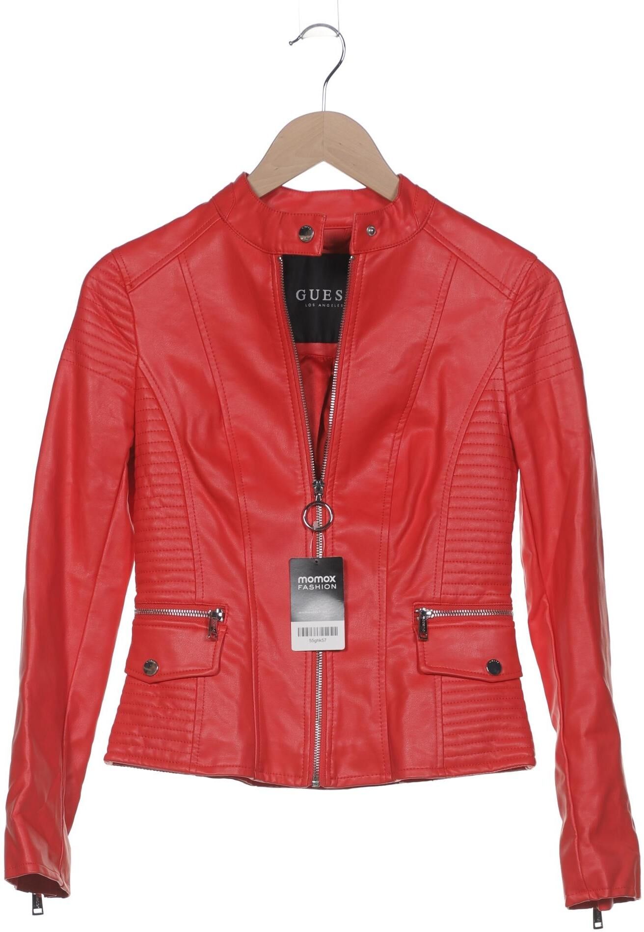 Guess Damen Jacke, Rot, Gr. XS, Kunstleder / Viskose / Synthetik / Elasthan - Second Hand