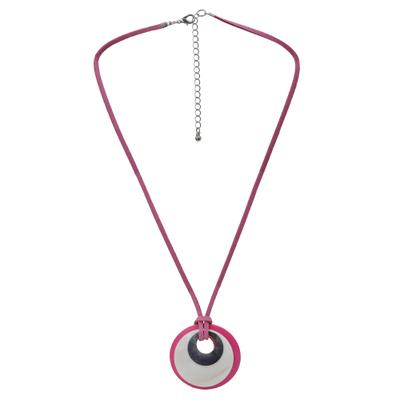 Collierkettchen STEUER "Velourkette pink mit Kunststoff-Anhänger", pink, Halsketten, Damen, 52cm, Metall, L: 52, glänzend