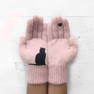 ForAllApparel Cat Fan Cotton Gloves Pink