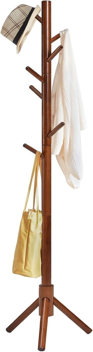 Houten Kapstok in Boomvorm met 8 Haken voor Kleding en Accessoires