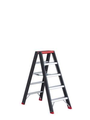 Doppelstufenstehleiter Professional Topline, Aluminium, 10 Stufen, schwarz