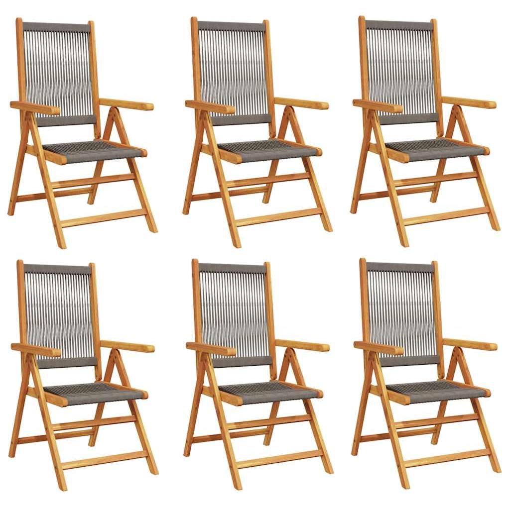 vidaXL 6-teiliges Set verstellbarer Klappstühle aus grauem Akazienholz