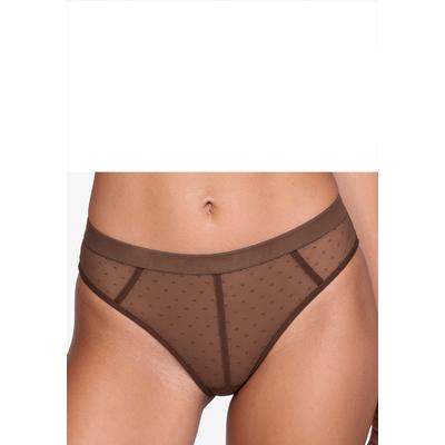 String VIVANCE "Ava", Damen, Gr. 44/46, schokolade, Mesh, Obermaterial: 90% Polyamid, 10% Elasthan, Unterhosen String, aus transparentem Mesh in Pünktchen-Optik, transparente Unterwäsche