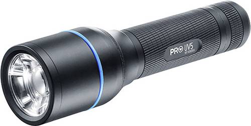 Walther Pro UV5 LED, UV-LED Taschenlampe mit Holster, mit Handschlaufe akkubetrieben, batteriebetrieben 3.5h 140g