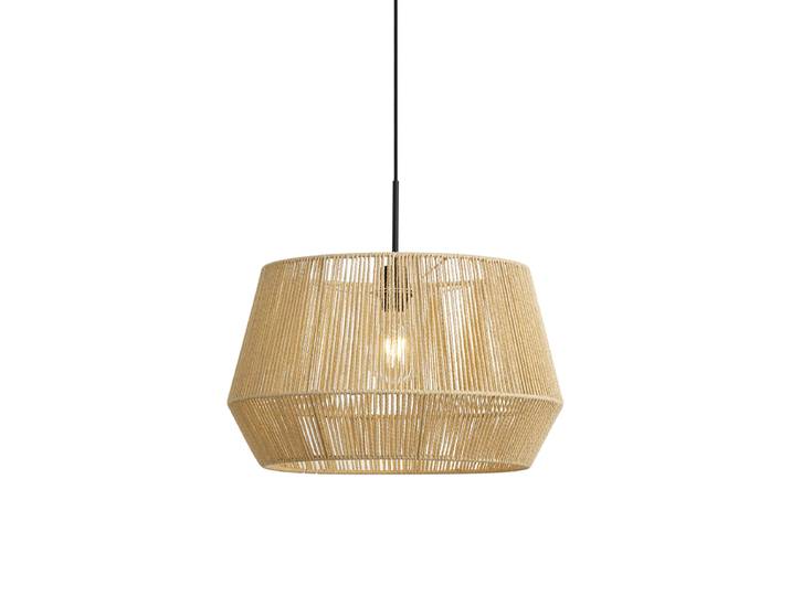 Hanglamp zwart met beige papieren touw kap 50/50/30 - Combi 1
