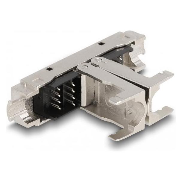 Delock RJ45 Verbinder LSA zu LSA mit Knickschutztülle Cat.6A werkzeugfrei (Netzwerkkabel Stecker) (87064)