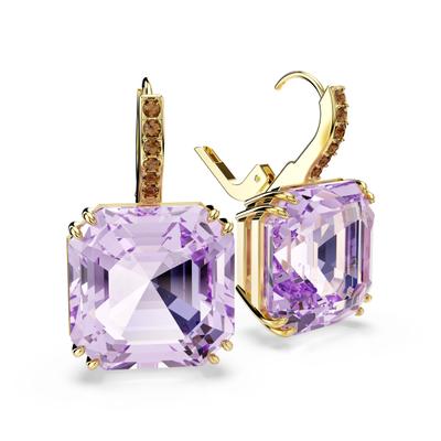 Paar Ohrhänger SWAROVSKI "Schmuck Geschenk MILLENIA Ohrringe", lila (gelbgoldfarben, lila, braun, lila, braun), Ohrringe, Damen, Metall, mit Swarovski Kristall