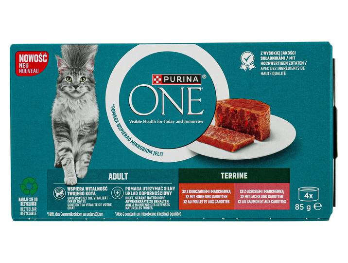 Purina ONE Katzen Terrine Adult Huhn & Lachs 4x85g