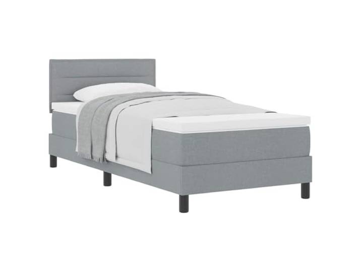 PUGYNBK Boxspringbett, 90 x 200 cm, grauer Stoff Schaumstoffmatratze, mittlere Festigkeit, verstellbares Kopfteil, 2 Höhen, Kiefernholz