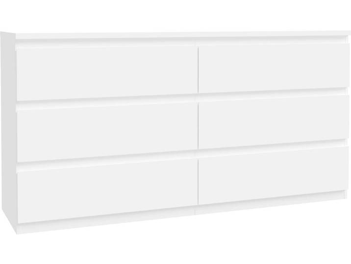 Kommode FORTE Edmore , weiß, B:153,9cm H:79,8cm T:42,2cm, Holzwerkstoff, Sideboards, Kommode, große Kommode, grifflose Front, Stauraum, 6 Schubladen