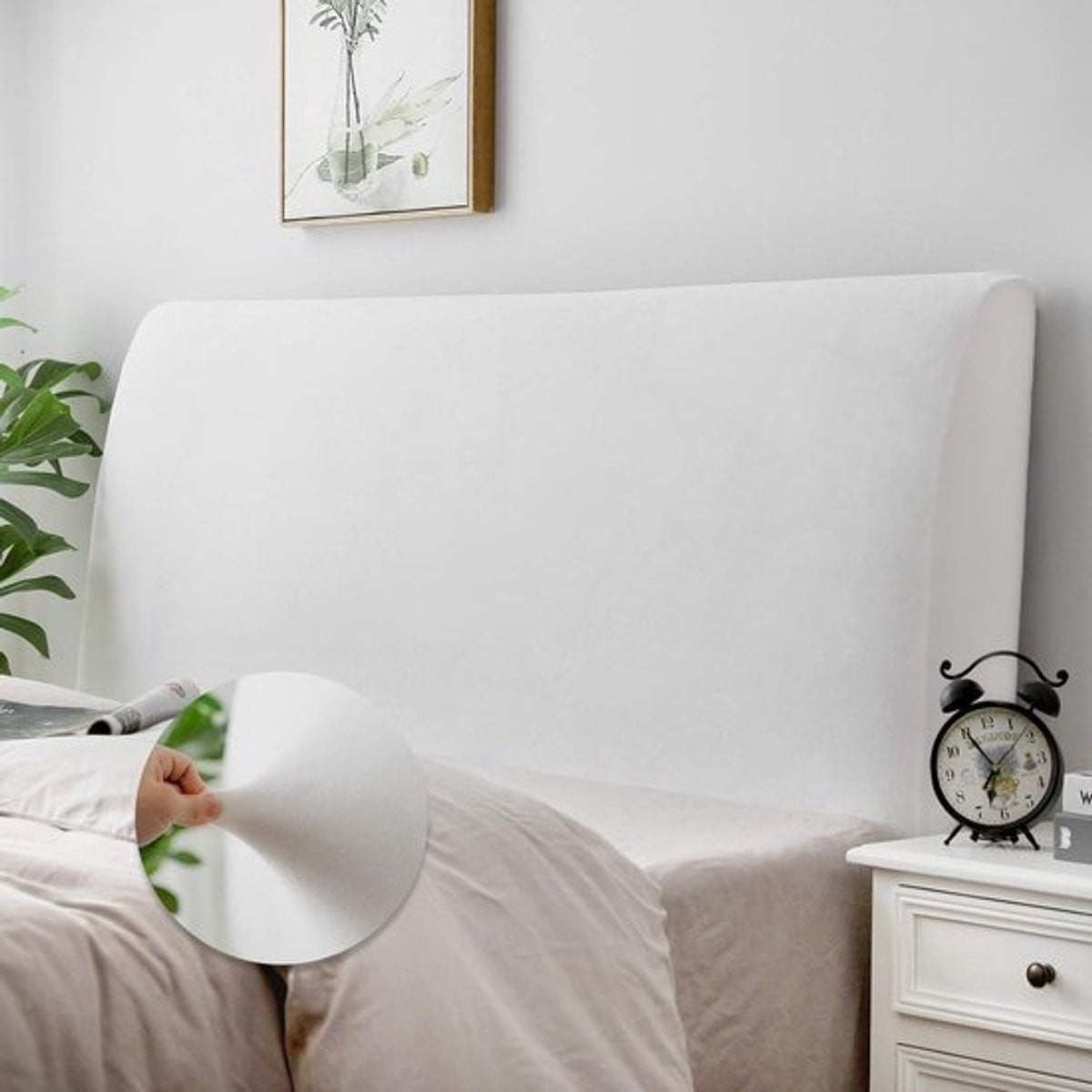 Wit Hoofdbordhoes voor Cal kingsize bed - Rekbare en stofdichte beschermhoes voor gestoffeerde hoofdeinden