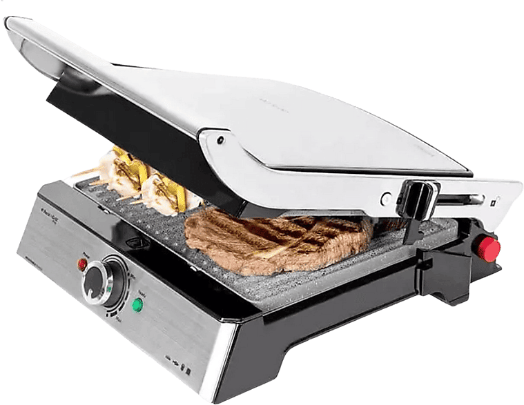 Grill - Cecotec ROCK'NGRILL PRO, Potencia 2000W, Superficie Antiadherente, Placas extraíbles