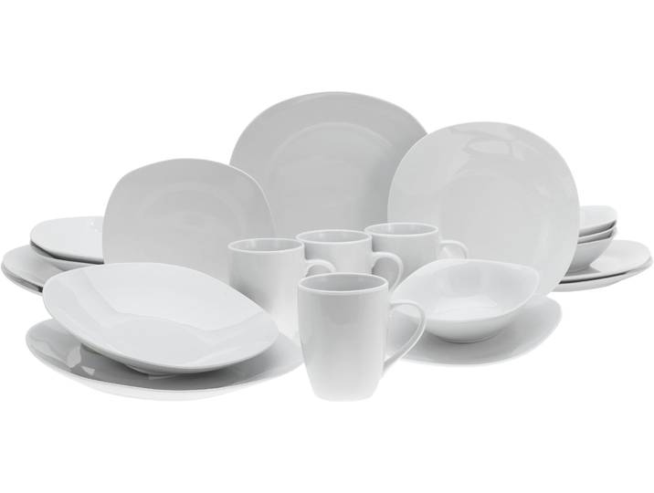 Kombiservice CREATABLE Square Weiss , weiß, 20 Stk., Porzellan, Geschirr-Sets, Kombiservice, abgerundete, quadratische Form