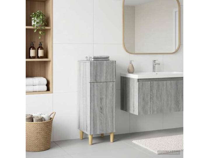 KTHLBRH Aufbewahrungsschrank ARNHEM Sonoma-Grau 30x31x80 cm Holzwerkstoff Schlankes Design, feuchtigkeitsbeständig, viel Stauraum, flexible Türöffnung, sichere Wandmontage