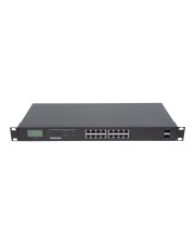 Intellinet Switch 16-Port Gigabit PoE+ LCD-Anzeige 19" 2xSFP 1 Gbps Power over Ethernet Rack-Modul (561259)