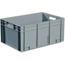 Tecwerk, Lagerbehälter, Transportstapelbehälter L600xB400xH150mm grau PP Durchfassgriff Seitenwände geschlossen