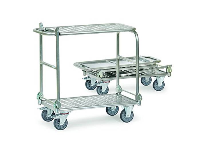Fetra Transportgeräte mtaacpa2p Wagen mit Tablett Aluminium 2 Ablagen, 720 mm x 450 mm Plattform Durchmesser