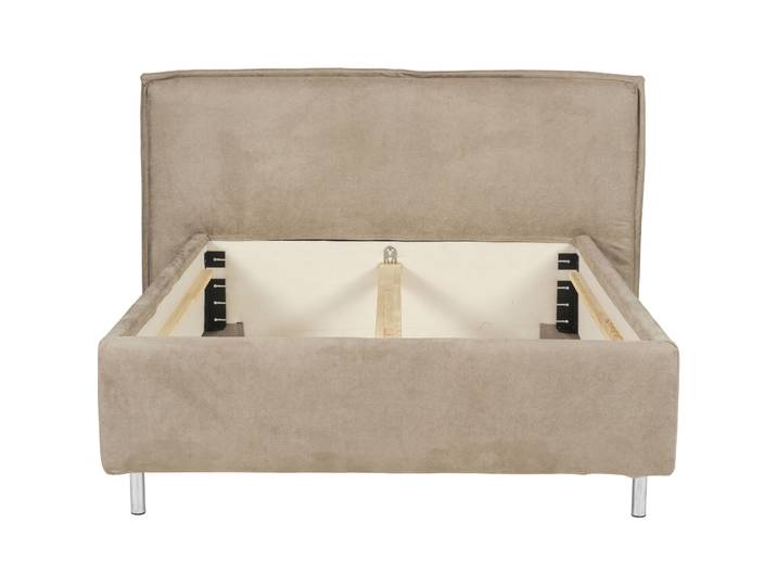 Bett Bow hellbeige Stoff 180 x 210 cm - Bett