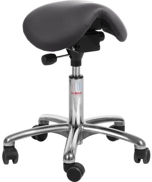 Global Mini Sadelstol, Sort, Kunstlæder, 51-64 Cm, Alu