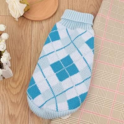 Uplift Essentials Fashion Winter Argyle Cat Sweater Vest blue Plaid l