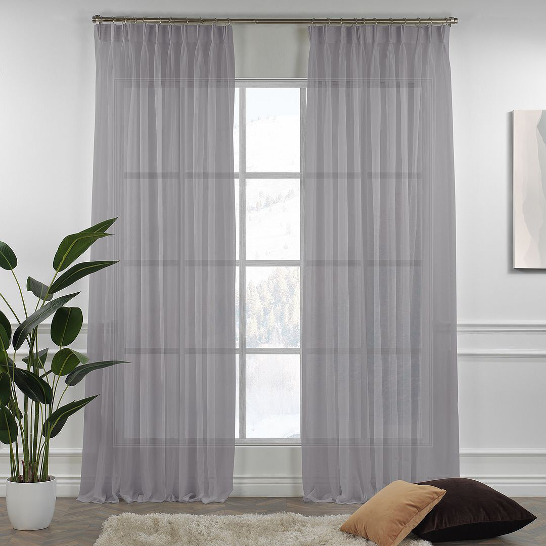 Noine Home Deco Sheer Single Curtain Panel Gray 245cm Width x 175cm Drop