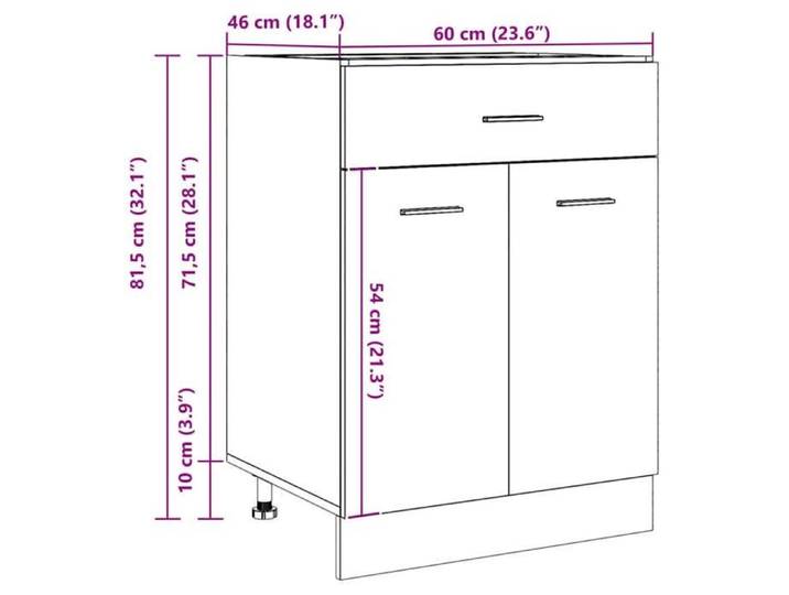 Remise 2026®Caisson de cuisine Brun - Armoire à tiroirs de cuisine - Armoire à vitrine -  Lyon  - avec rangement - chêne artisana