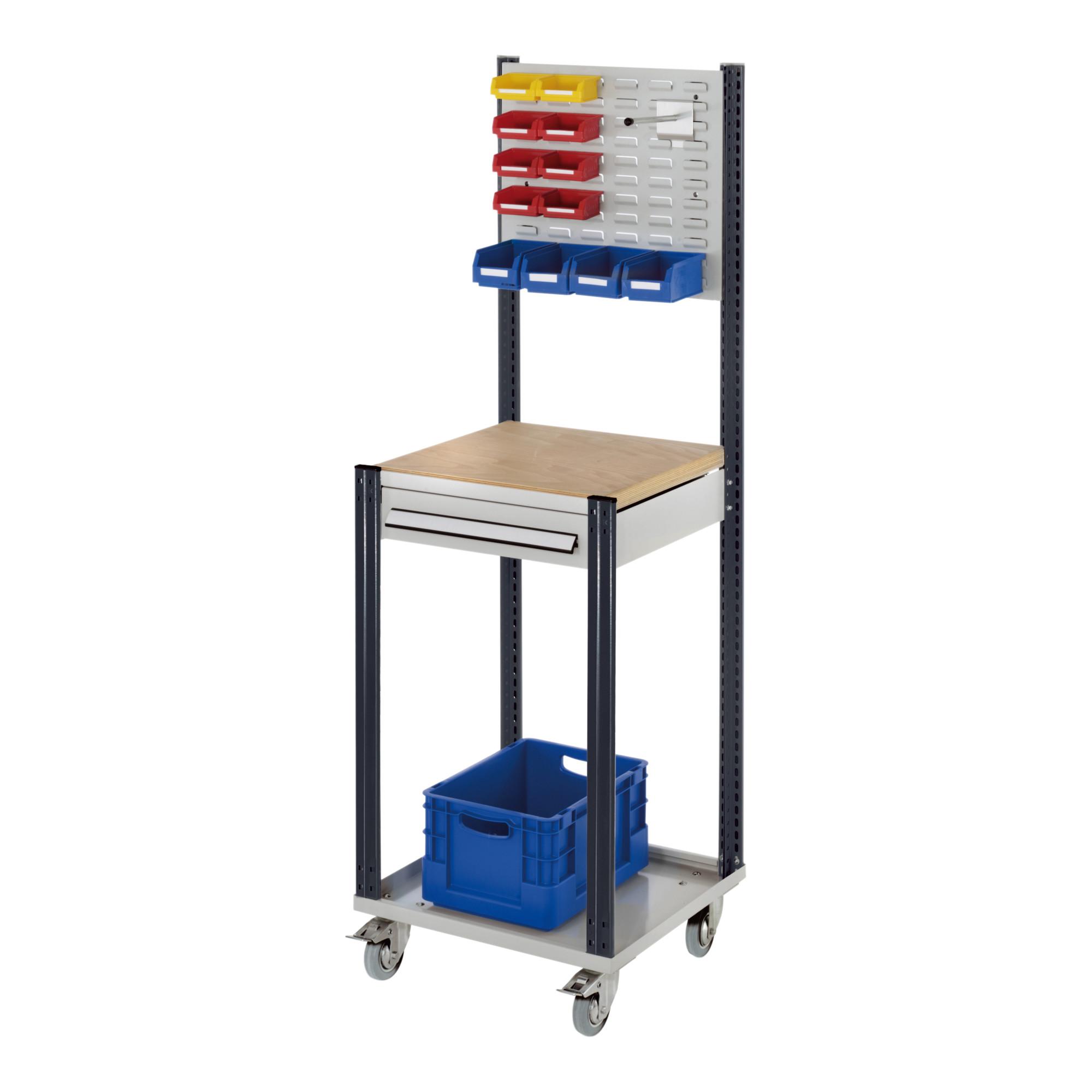Kappes Mobile Arbeitsstation RAL 7035/7016 B500 mm 1 Schublade Schlitzplatte (5303.00.2124)