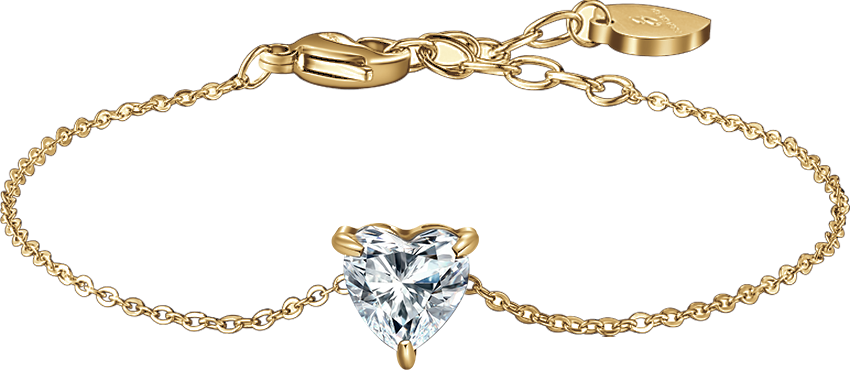 Luca Barra BRACCIALE DONNA IN ACCIAIO E IP GOLD CON CUORE CRISTALLO BIANCO