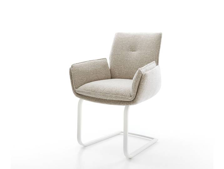 Freischwinger Nela-Flex Webstoff Soft Beige Freischwinger flach Weiß, Esszimmerstühle