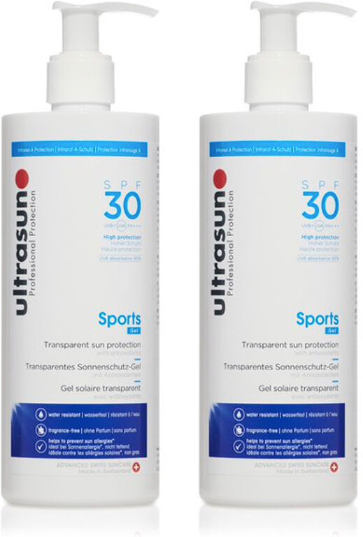 Ultrasun Transparent Sun Protection SPF30 Sports Gel 400ml Double