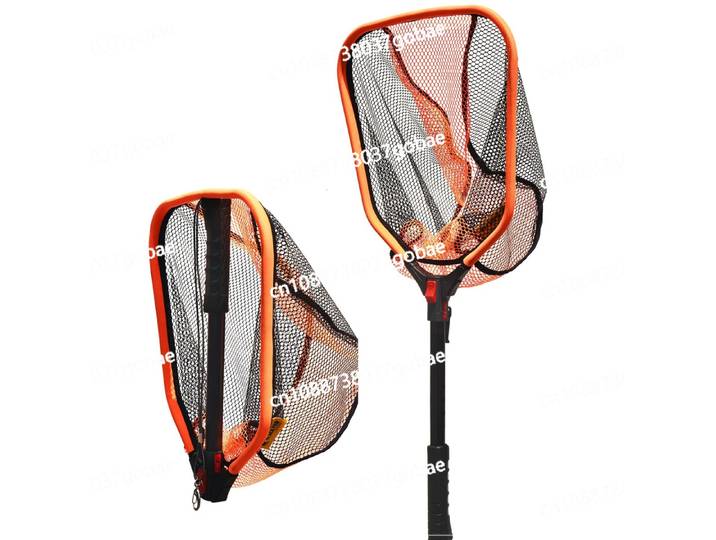 Luya – filet de pêche pliable ultra-léger, filet de pêche en acier inoxydable, poignée longue, rétractable, flottant, pour l'extérieur
