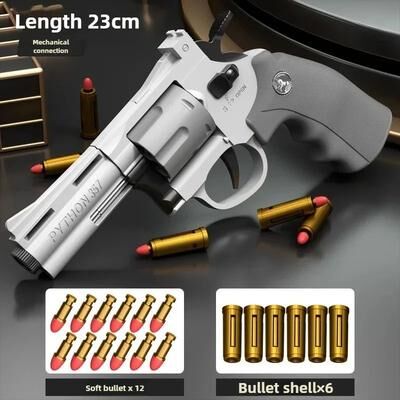 Uplift Treasures ZP5 Revolver Soft Dart Blaster Toy With Continuous Firing Action 357 grey 23cm