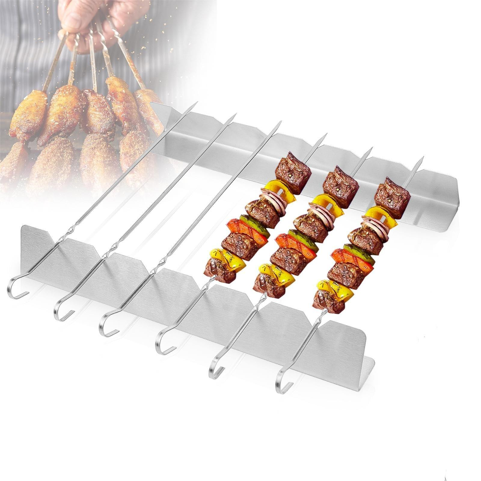 Set van 12 RVS Grill Spiezen voor Shish Kebab