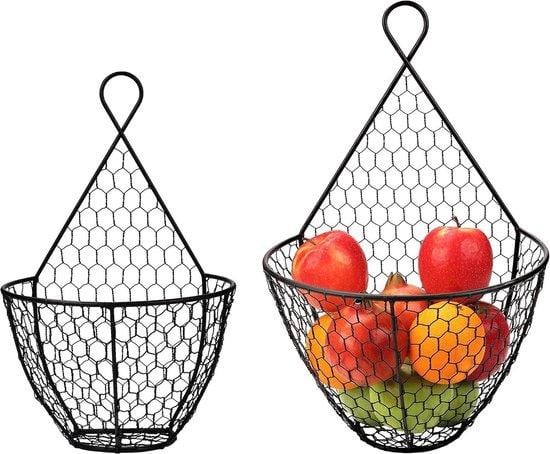 Famanu Zwart metalen fruitrek voor wandmontage