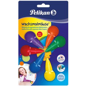 Pelikan Wachsmalstifte 803328, Wachsmalmäuse, für Kleinkinder, 6 Stück