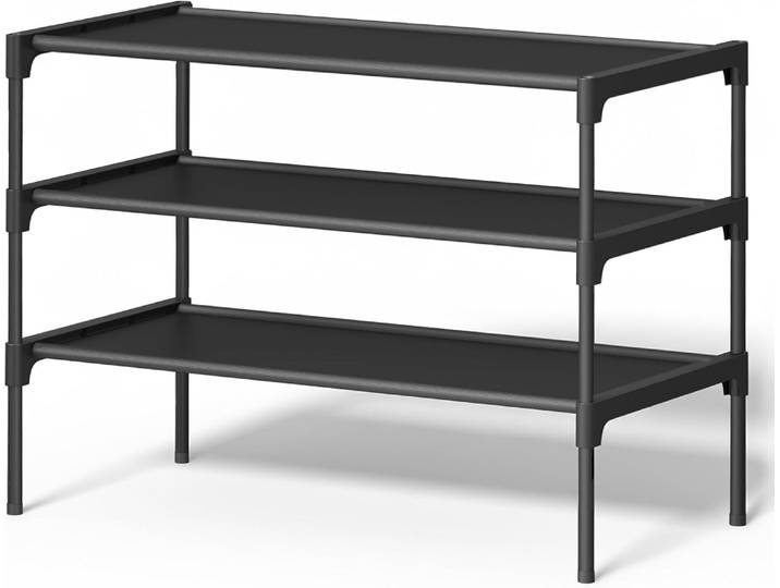 Schuhregal 3 Ebenen platzsparend schwarz Metall