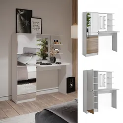 Vicco Schminktisch Jasmin Weiß 123 x 141,2 cm mit LED-Beleuchtung