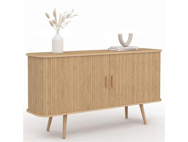 IDMarket - Buffet 140 cm Romie Effet Lattes 2 Portes coulissantes