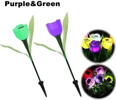 Uplift Picks Solar Tulip Garden Lights Add Warm Floral Glow To Outdoor Spaces purple & Green