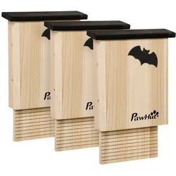 PawHut Fledermauskasten 3er-Set, Fledermaushaus Nistkasten für Fledermäuse, Holz