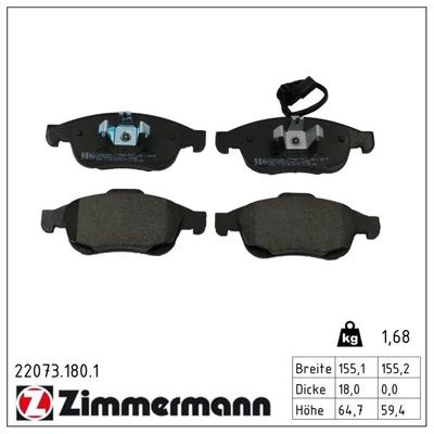 ZIMMERMANN Bremsbelagsatz, Scheibenbremse 220731801 Vorderachse für Mercedes