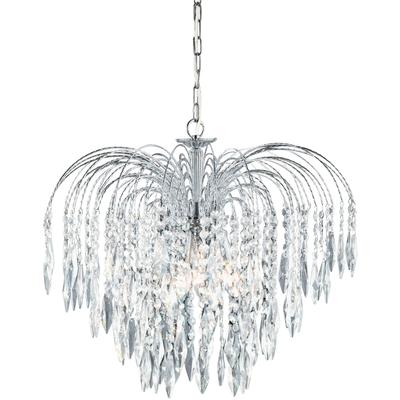SEARCHLIGHT Hängeleuchte "Kristall-Leuchte Waterfall, 5-flammig", silber (chrom), 5, Ø 53cm H: 45cm, 1 Stk., Leuchten, Glamourös, Hängeleuchte