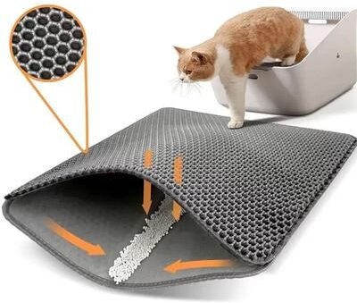 Uplifted Finds Pet Cat Litter Mat Double Layer Waterproof Litter Trapping Pad 2xl gray